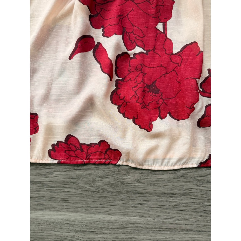 Cato Red Floral Cream Off The Shoulder 3/4 Sleeve Peasant Top Sm Boho Feminine - Picture 9 of 10